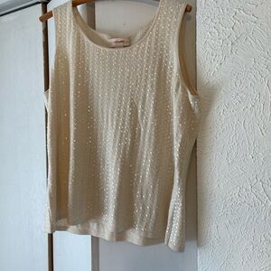 Vintage Parisian Signature Silk and Cashmere Cream Sequin Tank Top 1X